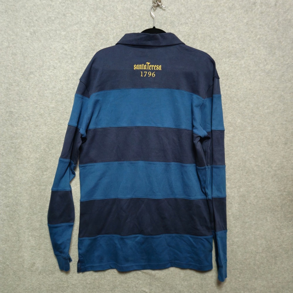 Rugby Shirt Polo SANTA TERESA 1796 Rum Embroidered Mens XL Blue Striped Cotton - Picture 2 of 6